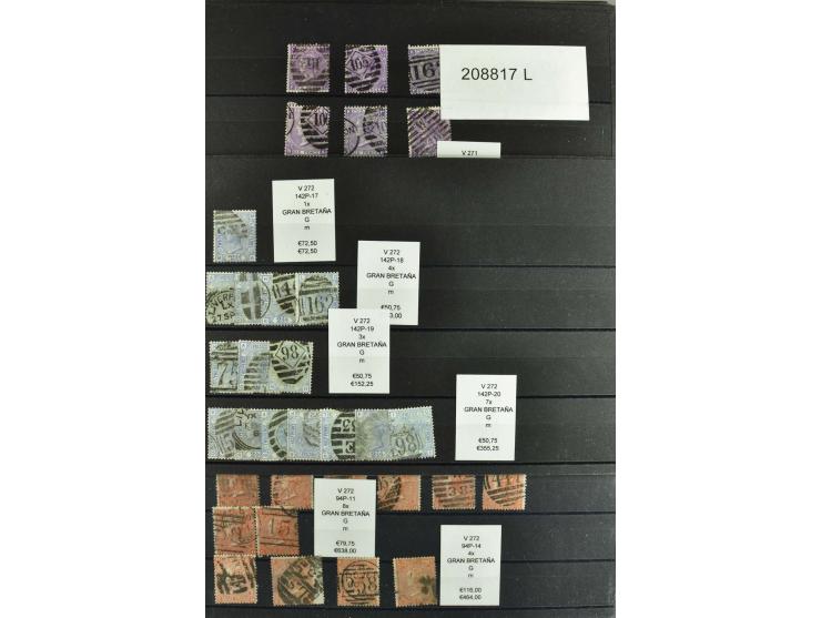 1860/1920 (ca.), über 10.000 gestempelte Marken, auch hohe Wertstufen bis bis 10 Shilling, enormer Katalogwert
