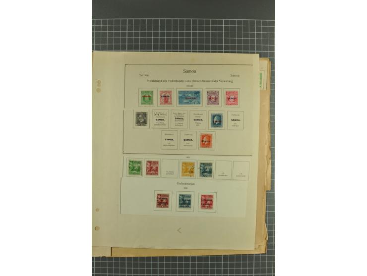 1880/1920 (ca.), Sammlungsbestand auf alten Blättern, dabei u.a. Gilbert&Ellis Mi.Nr.1-7, Solomon 1-7 und 8-18, etc., dazu ei
