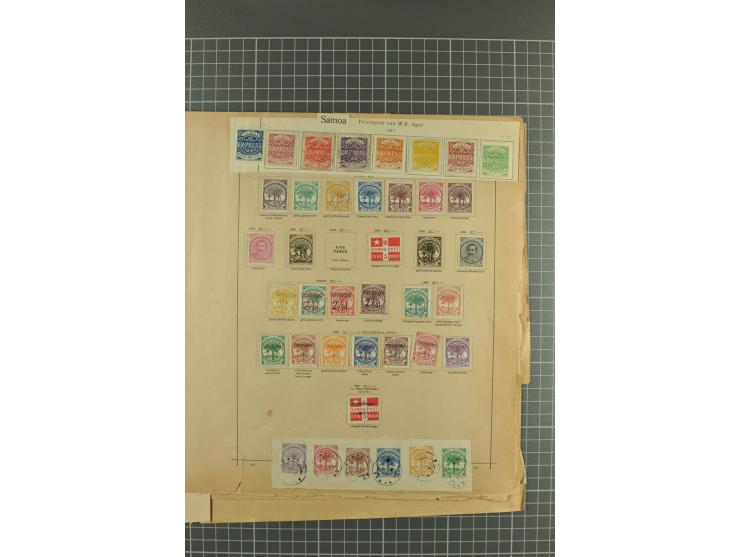 1880/1920 (ca.), Sammlungsbestand auf alten Blättern, dabei u.a. Gilbert&Ellis Mi.Nr.1-7, Solomon 1-7 und 8-18, etc., dazu ei