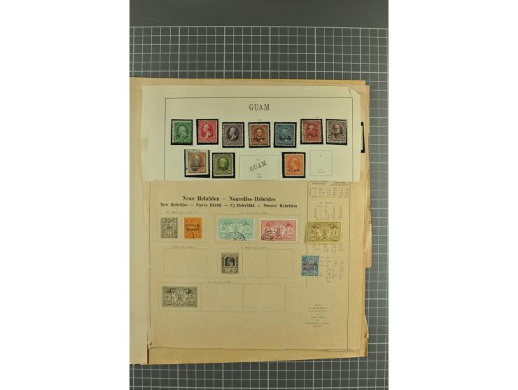 1880/1920 (ca.), Sammlungsbestand auf alten Blättern, dabei u.a. Gilbert&Ellis Mi.Nr.1-7, Solomon 1-7 und 8-18, etc., dazu ei