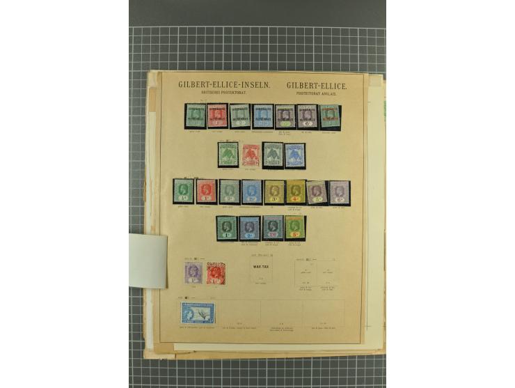 1880/1920 (ca.), Sammlungsbestand auf alten Blättern, dabei u.a. Gilbert&Ellis Mi.Nr.1-7, Solomon 1-7 und 8-18, etc., dazu ei