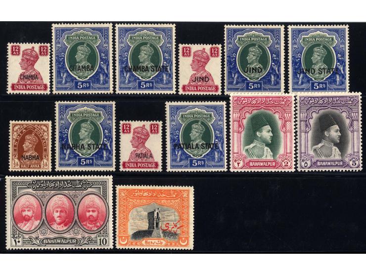 1895/1909, kleine Partie ungebrauchter und postfrischer Werte, dabei Chamba, Jind, Nabha und Patalia, dazu etwas Pakistan