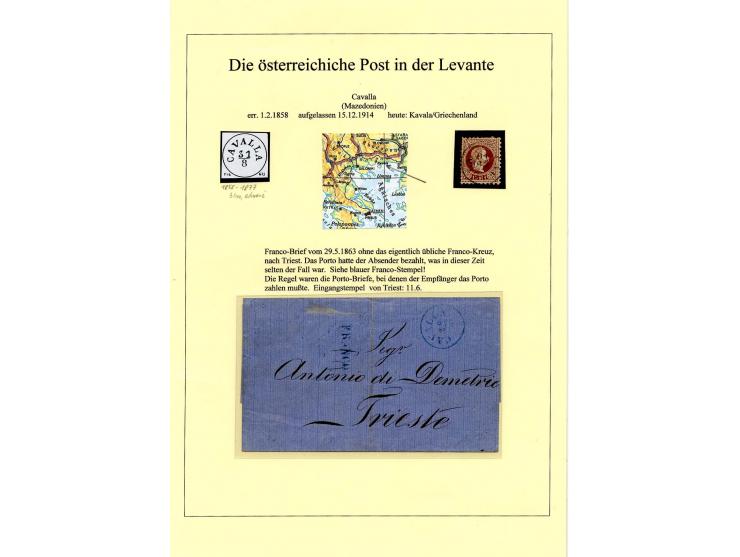 CAVALLA: 1863/1907, Stempelsammlung auf 9 losen Marken, 2 Briefstücken, einem frankierten und einem unfrankierten Brief