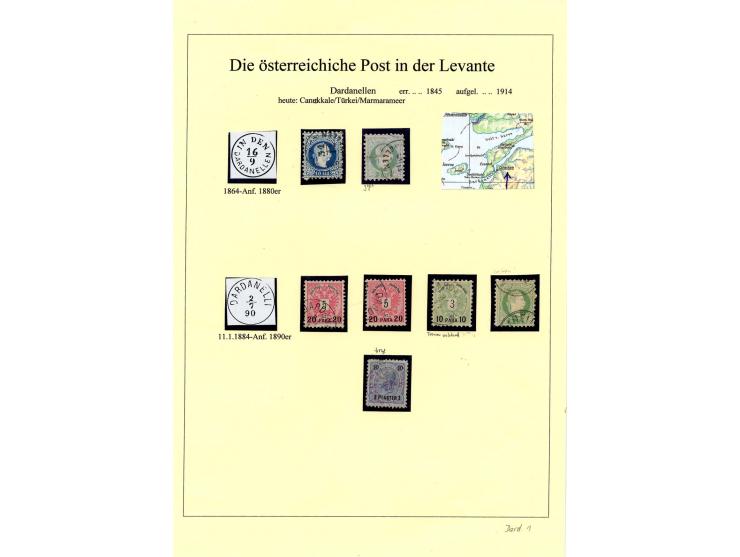 DARDANELLEN: 1867/1913, Stempelsammlung auf losen Marken, Briefstücken, Karte und Brief nach Riga