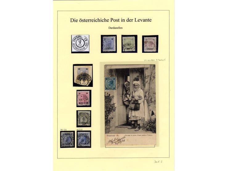 DARDANELLEN: 1867/1913, Stempelsammlung auf losen Marken, Briefstücken, Karte und Brief nach Riga