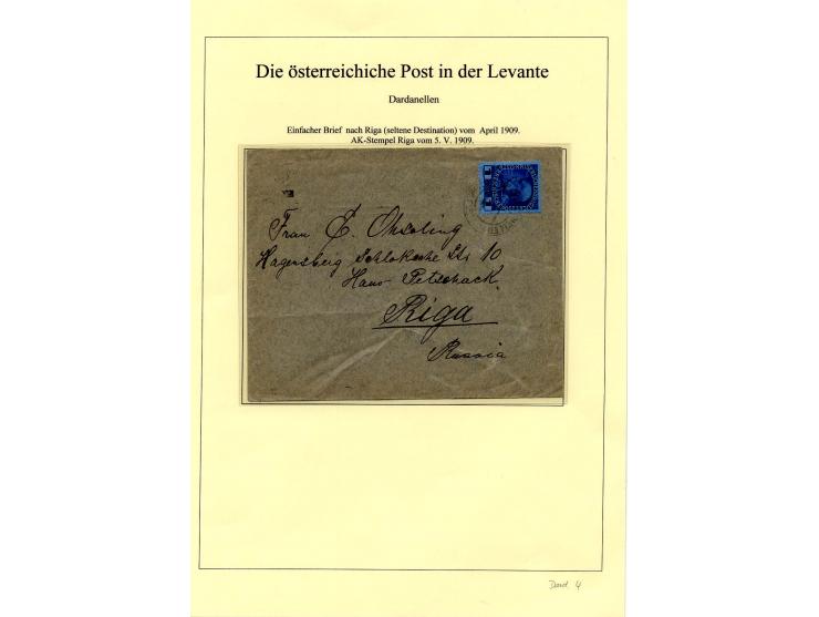 DARDANELLEN: 1867/1913, Stempelsammlung auf losen Marken, Briefstücken, Karte und Brief nach Riga