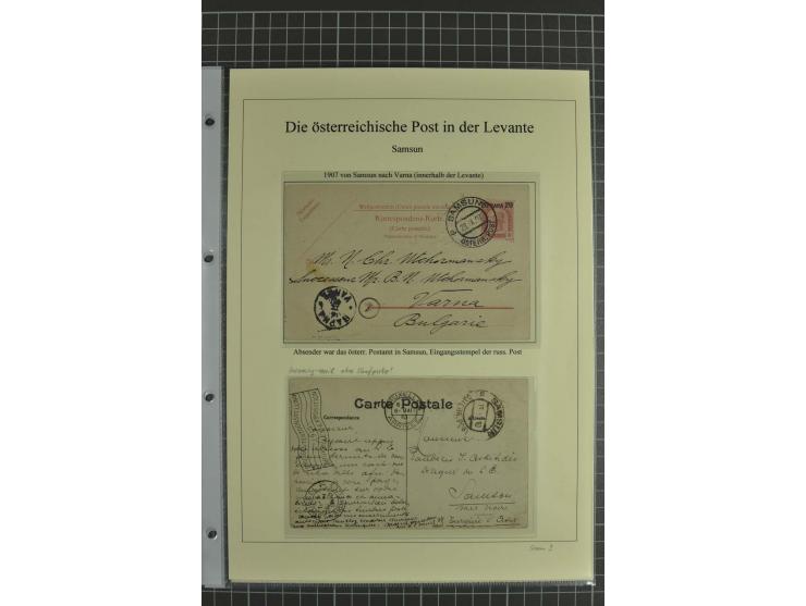 SAMSUN: 1864/1912, Stempelsammlung auf losen Marken und 7 Briefen, Karten und Ganzsachen, 2 Atteste; auf 10 selbstgestalteten