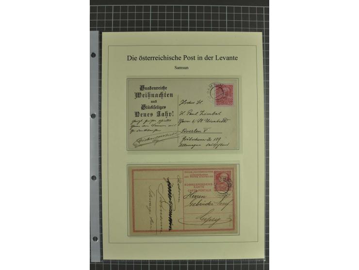 SAMSUN: 1864/1912, Stempelsammlung auf losen Marken und 7 Briefen, Karten und Ganzsachen, 2 Atteste; auf 10 selbstgestalteten