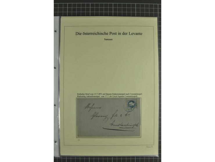 SAMSUN: 1864/1912, Stempelsammlung auf losen Marken und 7 Briefen, Karten und Ganzsachen, 2 Atteste; auf 10 selbstgestalteten