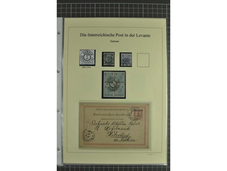 SAMSUN: 1864/1912, Stempelsammlung auf losen Marken und 7 Briefen, Karten und Ganzsachen, 2 Atteste; auf 10 selbstgestalteten
