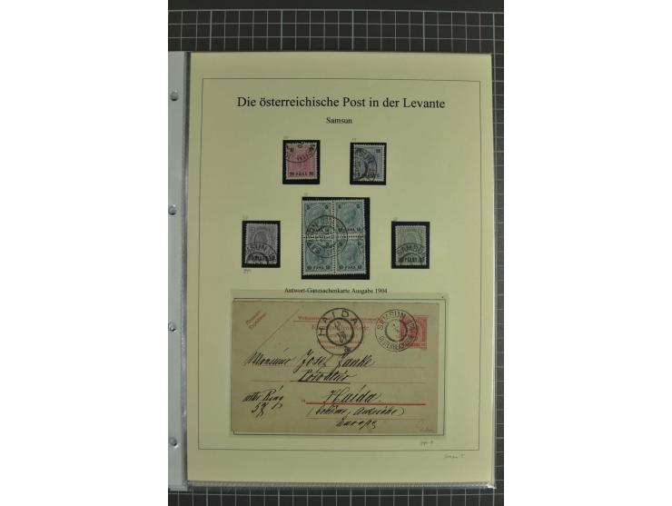 SAMSUN: 1864/1912, Stempelsammlung auf losen Marken und 7 Briefen, Karten und Ganzsachen, 2 Atteste; auf 10 selbstgestalteten