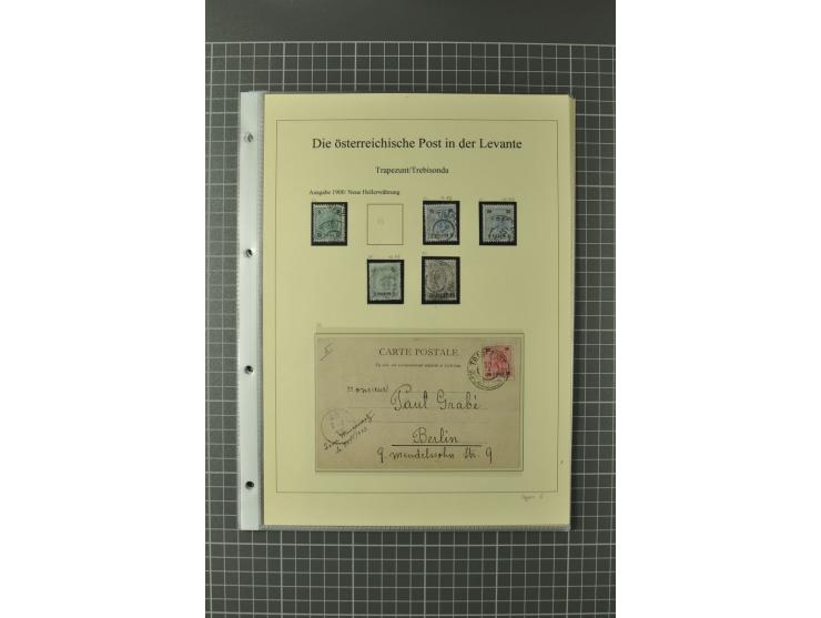 TRAPEZUNT/TREBISONDA: 1864/1914 (ca.), Stempelsammlung auf losen Marken, Briefstücken und 9 Briefen, Karten und Ganzsachen, d