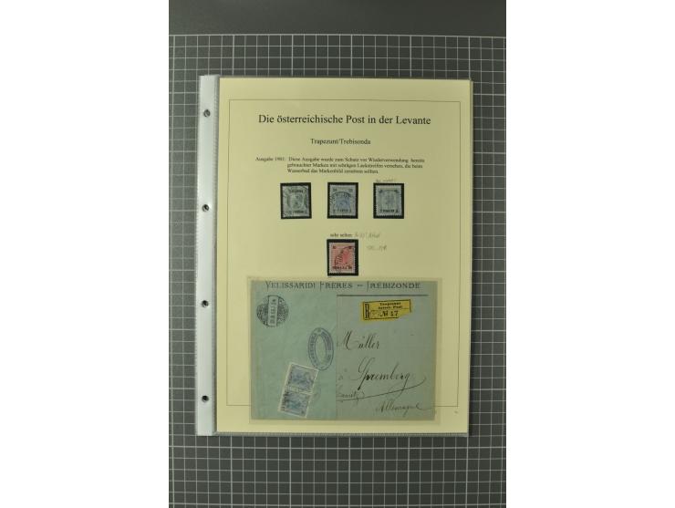 TRAPEZUNT/TREBISONDA: 1864/1914 (ca.), Stempelsammlung auf losen Marken, Briefstücken und 9 Briefen, Karten und Ganzsachen, d