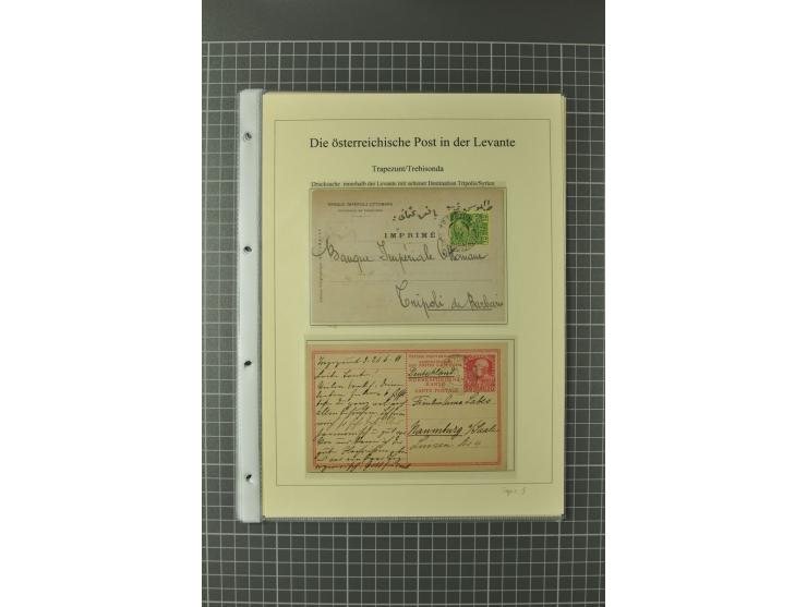 TRAPEZUNT/TREBISONDA: 1864/1914 (ca.), Stempelsammlung auf losen Marken, Briefstücken und 9 Briefen, Karten und Ganzsachen, d