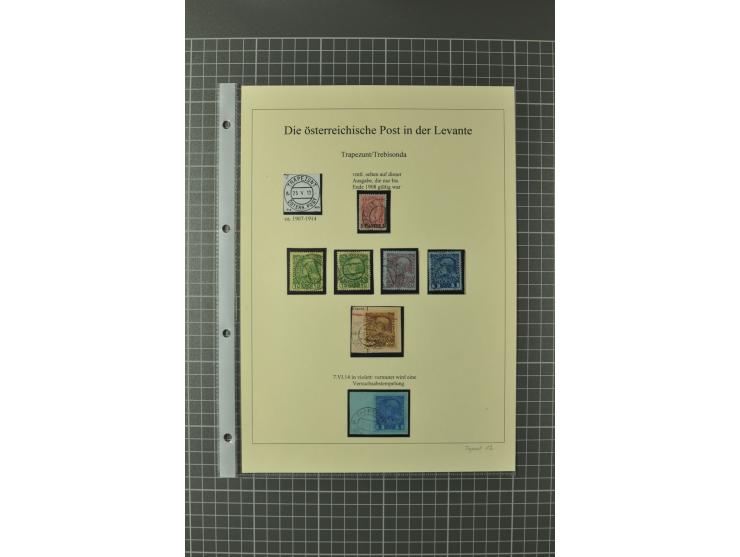 TRAPEZUNT/TREBISONDA: 1864/1914 (ca.), Stempelsammlung auf losen Marken, Briefstücken und 9 Briefen, Karten und Ganzsachen, d