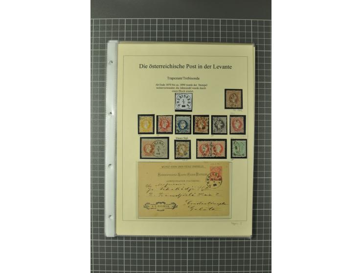 TRAPEZUNT/TREBISONDA: 1864/1914 (ca.), Stempelsammlung auf losen Marken, Briefstücken und 9 Briefen, Karten und Ganzsachen, d