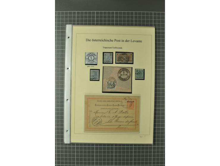 TRAPEZUNT/TREBISONDA: 1864/1914 (ca.), Stempelsammlung auf losen Marken, Briefstücken und 9 Briefen, Karten und Ganzsachen, d