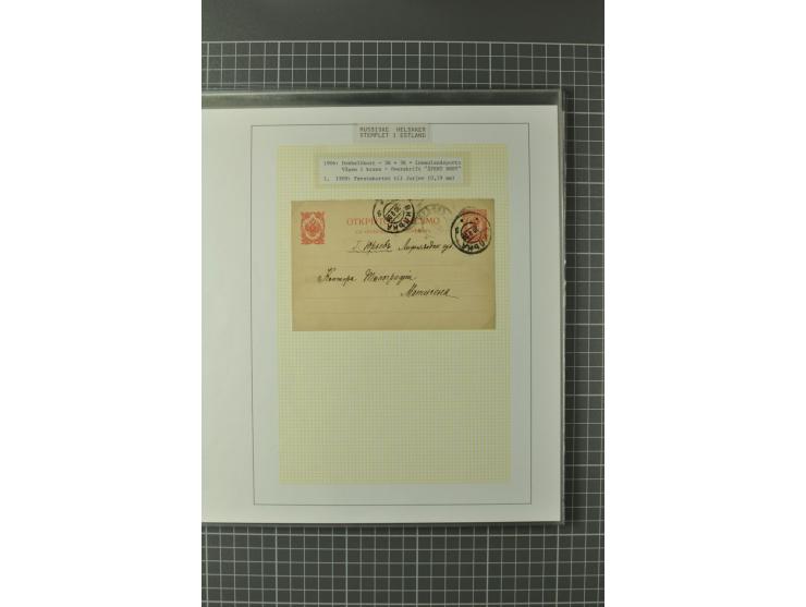 1872/1917, Ausstellungssammlung Ganzsachen des Zarenreichs, überwiegend in Estland verwendet auf 113 selbst gestalteten und a