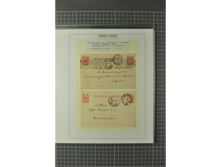 1872/1917, Ausstellungssammlung Ganzsachen des Zarenreichs, überwiegend in Estland verwendet auf 113 selbst gestalteten und a