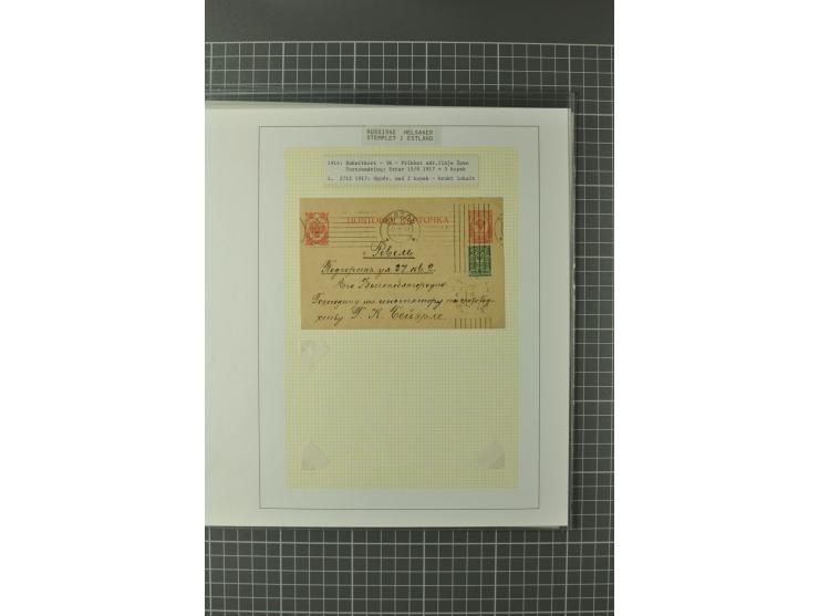 1872/1917, Ausstellungssammlung Ganzsachen des Zarenreichs, überwiegend in Estland verwendet auf 113 selbst gestalteten und a