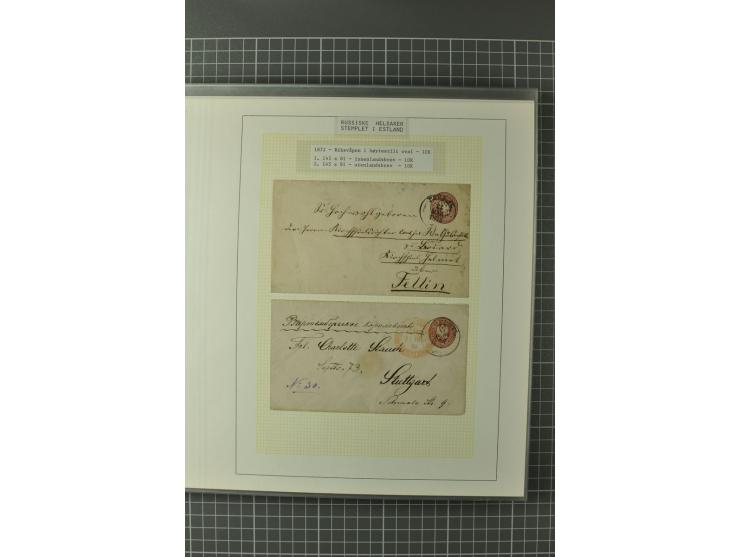 1872/1917, Ausstellungssammlung Ganzsachen des Zarenreichs, überwiegend in Estland verwendet auf 113 selbst gestalteten und a