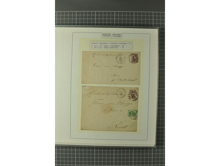 1872/1917, Ausstellungssammlung Ganzsachen des Zarenreichs, überwiegend in Estland verwendet auf 113 selbst gestalteten und a