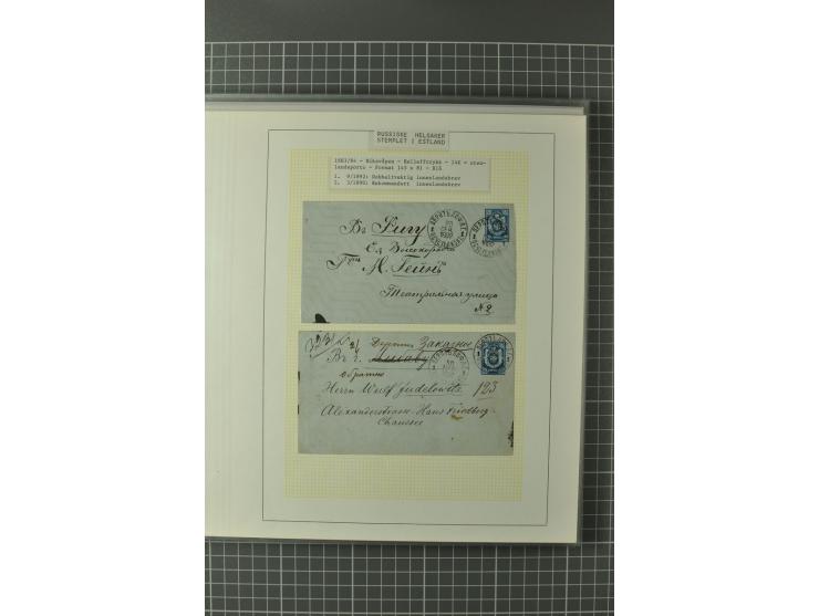 1872/1917, Ausstellungssammlung Ganzsachen des Zarenreichs, überwiegend in Estland verwendet auf 113 selbst gestalteten und a