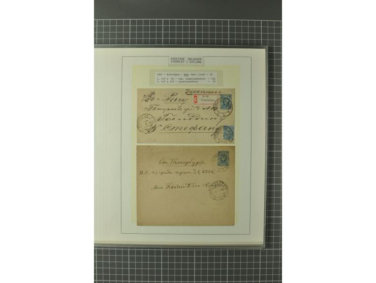 1872/1917, Ausstellungssammlung Ganzsachen des Zarenreichs, überwiegend in Estland verwendet auf 113 selbst gestalteten und a