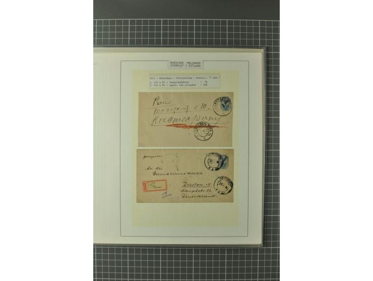 1872/1917, Ausstellungssammlung Ganzsachen des Zarenreichs, überwiegend in Estland verwendet auf 113 selbst gestalteten und a