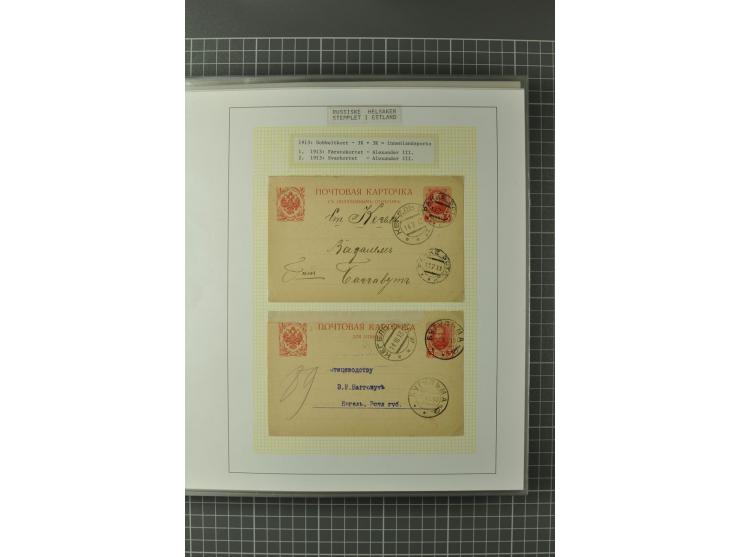 1872/1917, Ausstellungssammlung Ganzsachen des Zarenreichs, überwiegend in Estland verwendet auf 113 selbst gestalteten und a