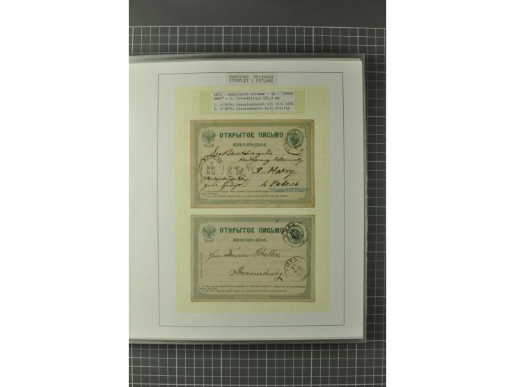 1872/1917, Ausstellungssammlung Ganzsachen des Zarenreichs, überwiegend in Estland verwendet auf 113 selbst gestalteten und a