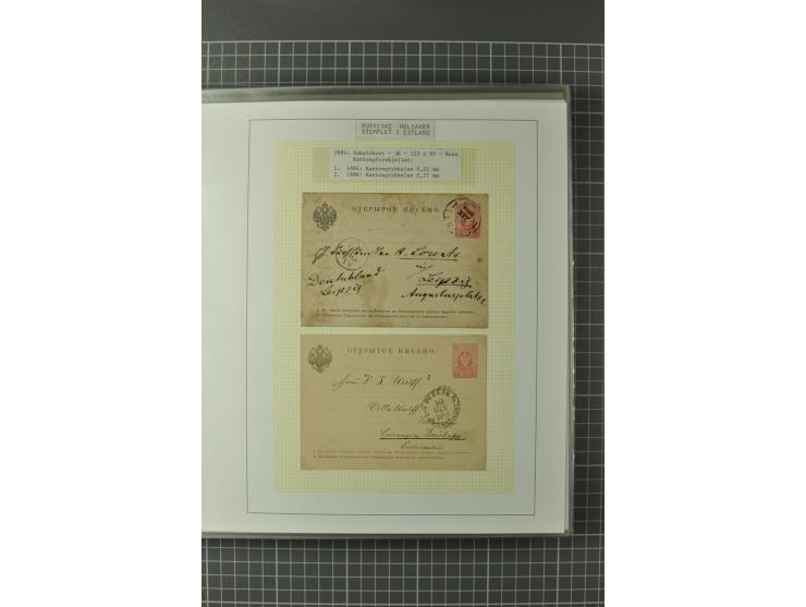 1872/1917, Ausstellungssammlung Ganzsachen des Zarenreichs, überwiegend in Estland verwendet auf 113 selbst gestalteten und a