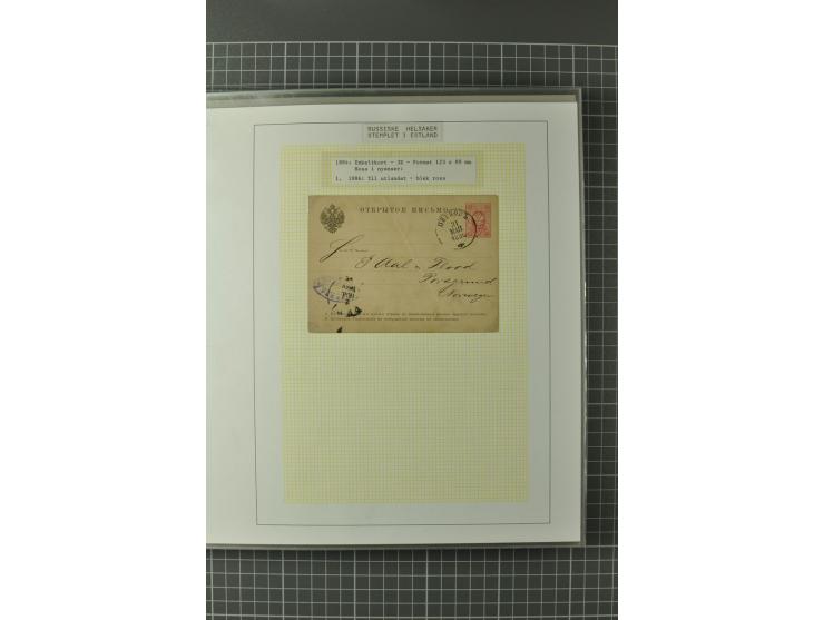 1872/1917, Ausstellungssammlung Ganzsachen des Zarenreichs, überwiegend in Estland verwendet auf 113 selbst gestalteten und a