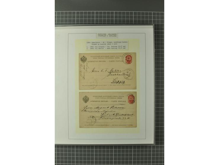 1872/1917, Ausstellungssammlung Ganzsachen des Zarenreichs, überwiegend in Estland verwendet auf 113 selbst gestalteten und a
