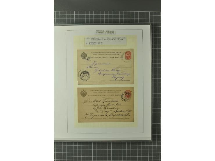 1872/1917, Ausstellungssammlung Ganzsachen des Zarenreichs, überwiegend in Estland verwendet auf 113 selbst gestalteten und a