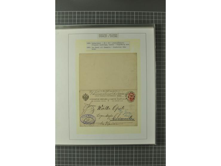 1872/1917, Ausstellungssammlung Ganzsachen des Zarenreichs, überwiegend in Estland verwendet auf 113 selbst gestalteten und a