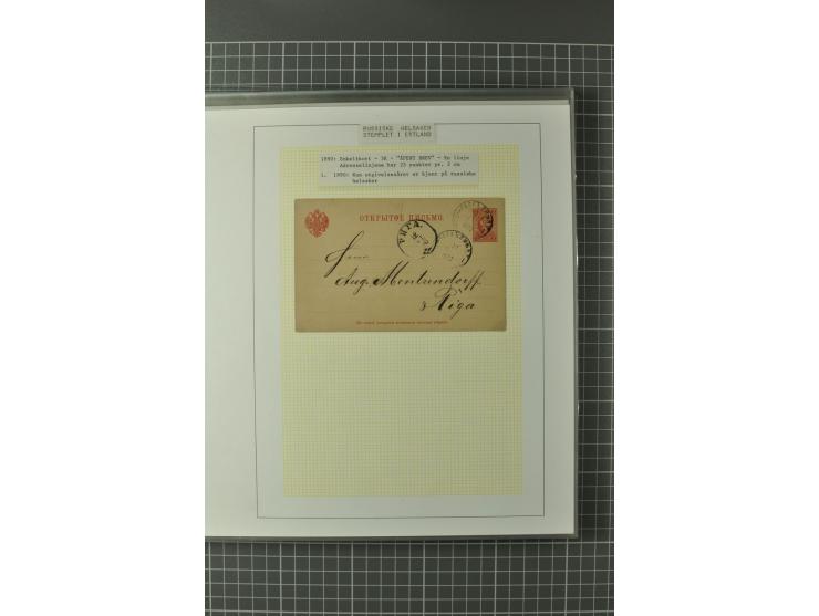 1872/1917, Ausstellungssammlung Ganzsachen des Zarenreichs, überwiegend in Estland verwendet auf 113 selbst gestalteten und a
