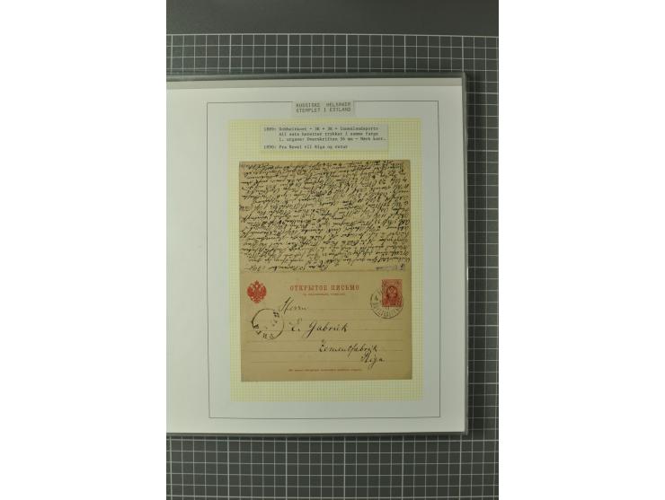 1872/1917, Ausstellungssammlung Ganzsachen des Zarenreichs, überwiegend in Estland verwendet auf 113 selbst gestalteten und a