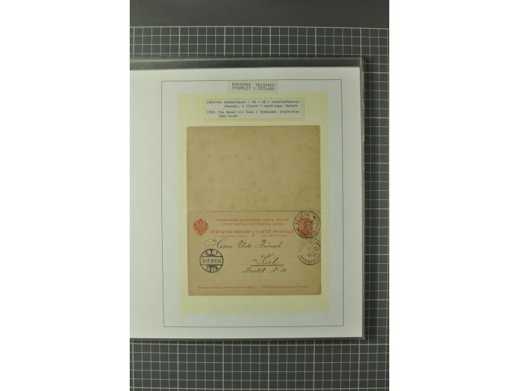 1872/1917, Ausstellungssammlung Ganzsachen des Zarenreichs, überwiegend in Estland verwendet auf 113 selbst gestalteten und a