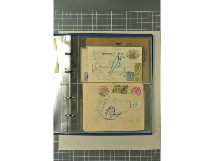 PORTOMARKEN: 1878/1938 (ca.), Sammlung mit 113 Briefen und Karten, dabei eine Fülle von interessanten Stücken, ganz überwiege