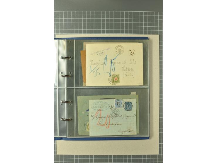 PORTOMARKEN: 1878/1938 (ca.), Sammlung mit 113 Briefen und Karten, dabei eine Fülle von interessanten Stücken, ganz überwiege