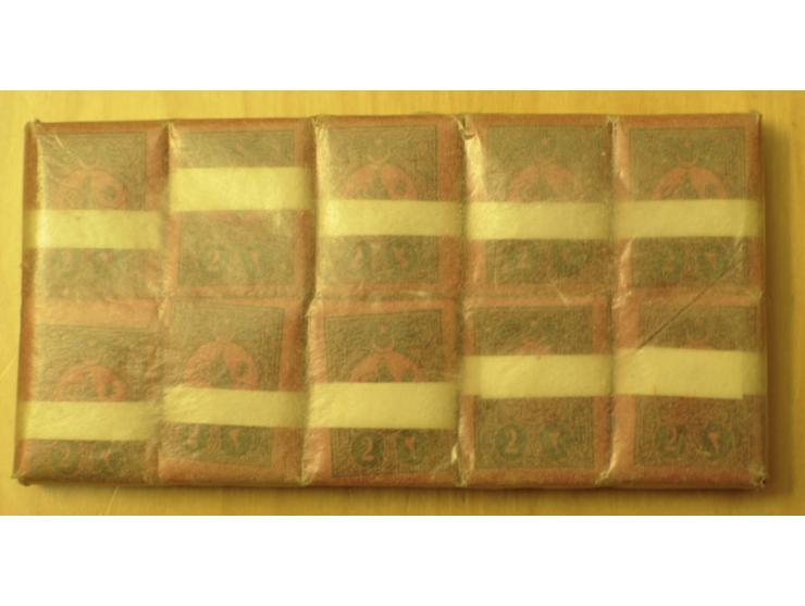 PORTOMARKEN: 1901, 2 Pia. schwarz auf rosa, ungebraucht, 1000 Stück in Bündeln (Mi.-Nr. P26; 5000,-)