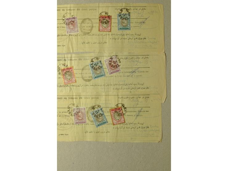 1910/11 (ca.), 17 Barnamehs mit Frankaturen ex Mi.-Nr. 289-303, dabei 5 Stück mit dem Höchstwert 30 Kr.
