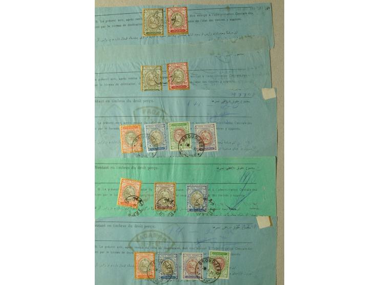 1910/11 (ca.), 17 Barnamehs mit Frankaturen ex Mi.-Nr. 289-303, dabei 5 Stück mit dem Höchstwert 30 Kr.
