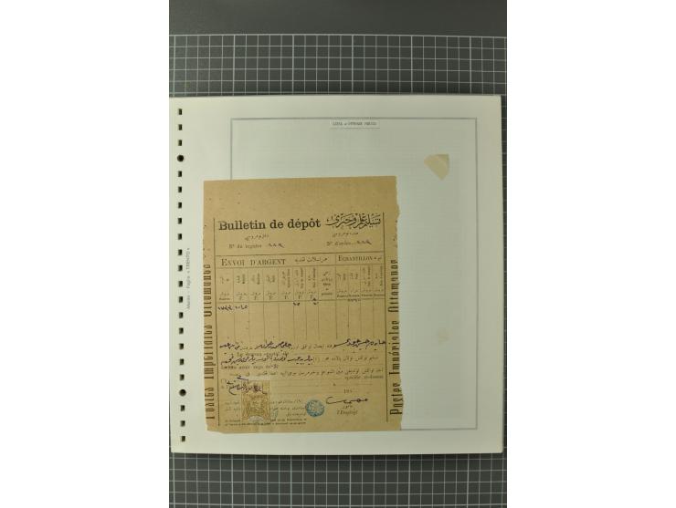 1880/1911 (ca.), Osmanische Periode, Sammlung mit losen Marken, Briefstücken, Briefen und Karten, dabei Telegramme, Formulare