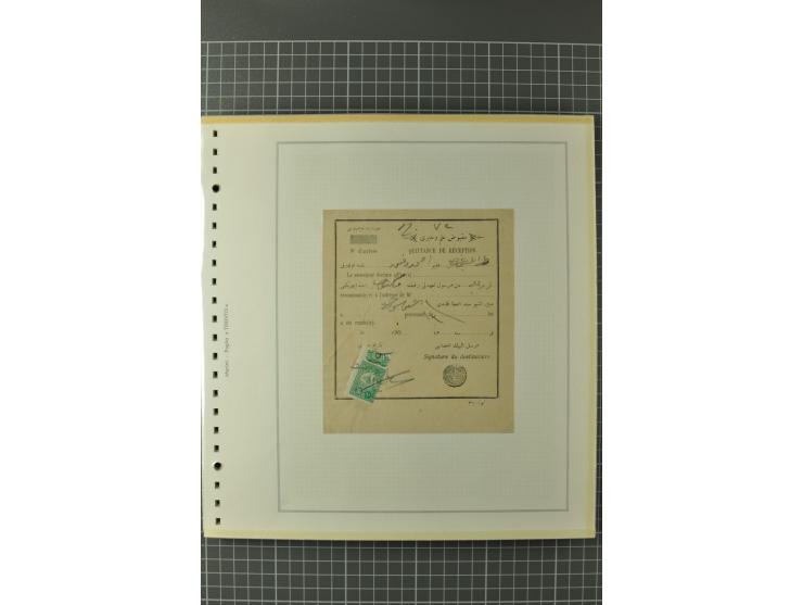 1880/1911 (ca.), Osmanische Periode, Sammlung mit losen Marken, Briefstücken, Briefen und Karten, dabei Telegramme, Formulare