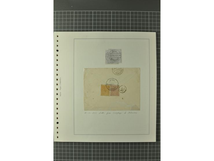 1880/1911 (ca.), Osmanische Periode, Sammlung mit losen Marken, Briefstücken, Briefen und Karten, dabei Telegramme, Formulare