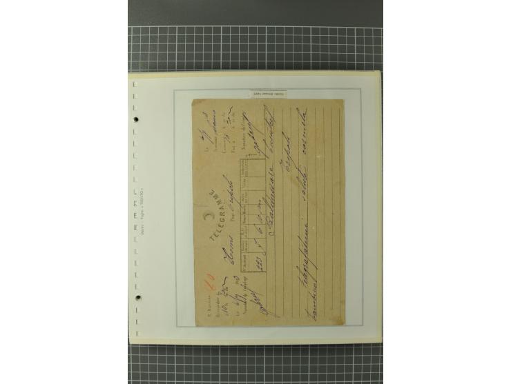 1880/1911 (ca.), Osmanische Periode, Sammlung mit losen Marken, Briefstücken, Briefen und Karten, dabei Telegramme, Formulare