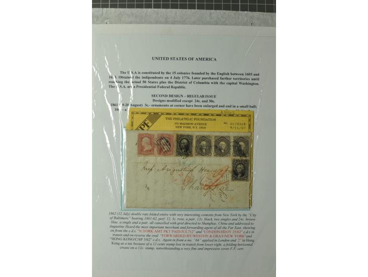 1847/83, aufgezogene Sammlung von 1 unfrankiertem und 12 frankierten Briefen, dabei Mi.-Nr. 1+2 je als Einzelfrankatur, Zierb