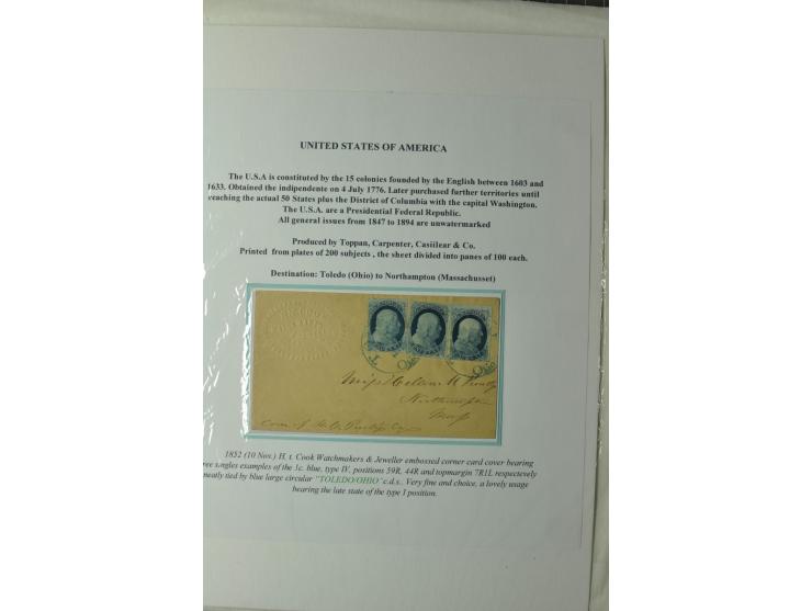 1847/83, aufgezogene Sammlung von 1 unfrankiertem und 12 frankierten Briefen, dabei Mi.-Nr. 1+2 je als Einzelfrankatur, Zierb